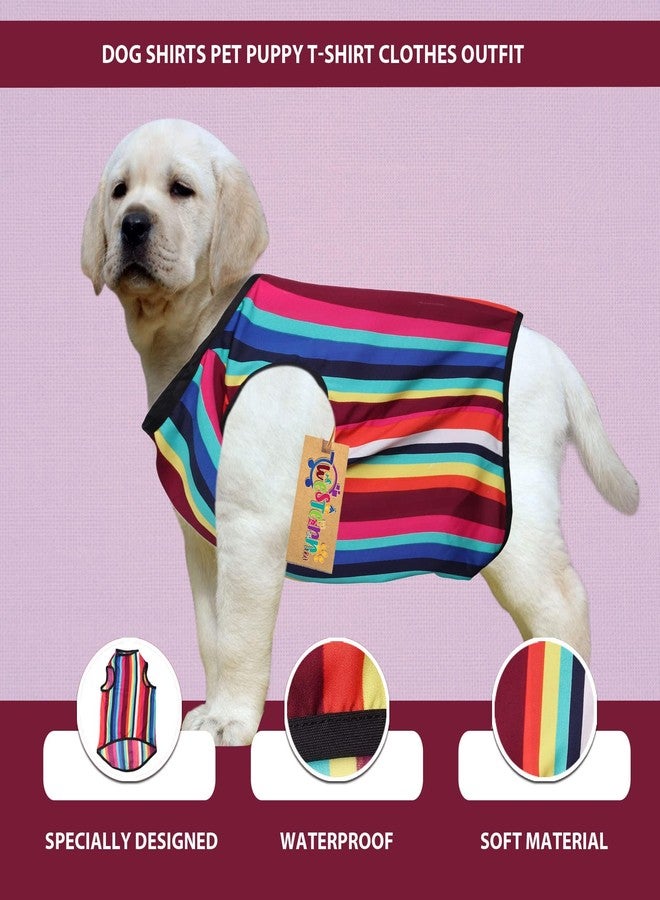 ويستيرن إرا تيشيرت قطني ناعم للكلاب بتصميم مستوحى من العصر الغربي | ملابس مريحة وجيدة التهوية للكلاب | طقم أنيق بدون أكمام للحيوانات الأليفة (مقاس متوسط - 18 بوصة، مخطط بألوان متعددة) - Image 4